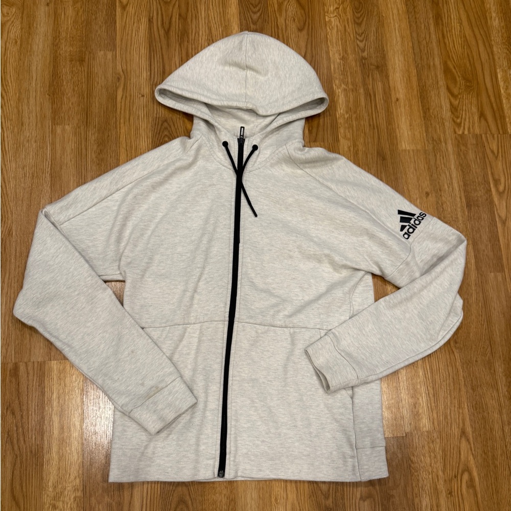 Adidas Full Zip Light Gray Hoodie